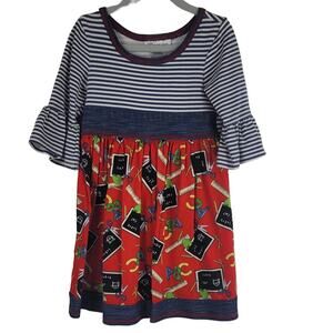 Bonnie Jean GIRLS Rulers Chalk Board Apples Teacher School GIRLS Dress 5